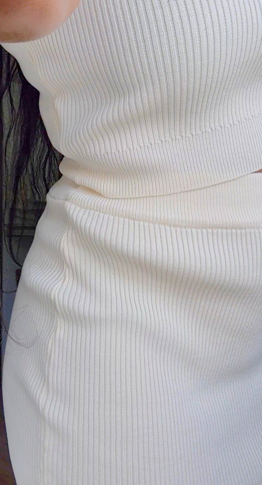 ENSEMBLE BRETELLE EN MAILLE ECRU