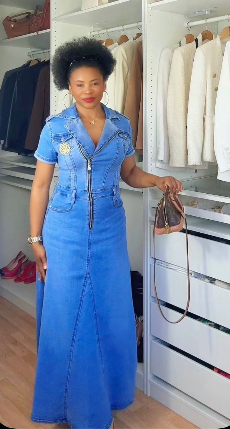ROBE JEANS COURTES MANCHES