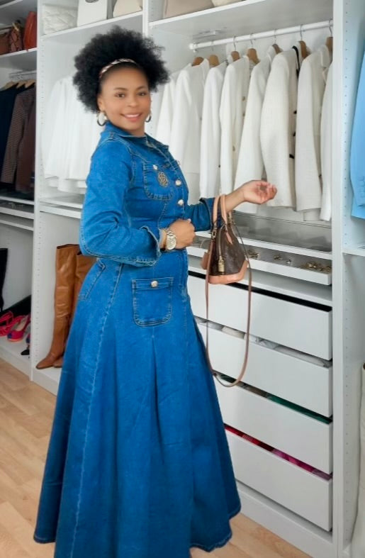 ROBE JEANS LONGUES AVEC BOUTONS
