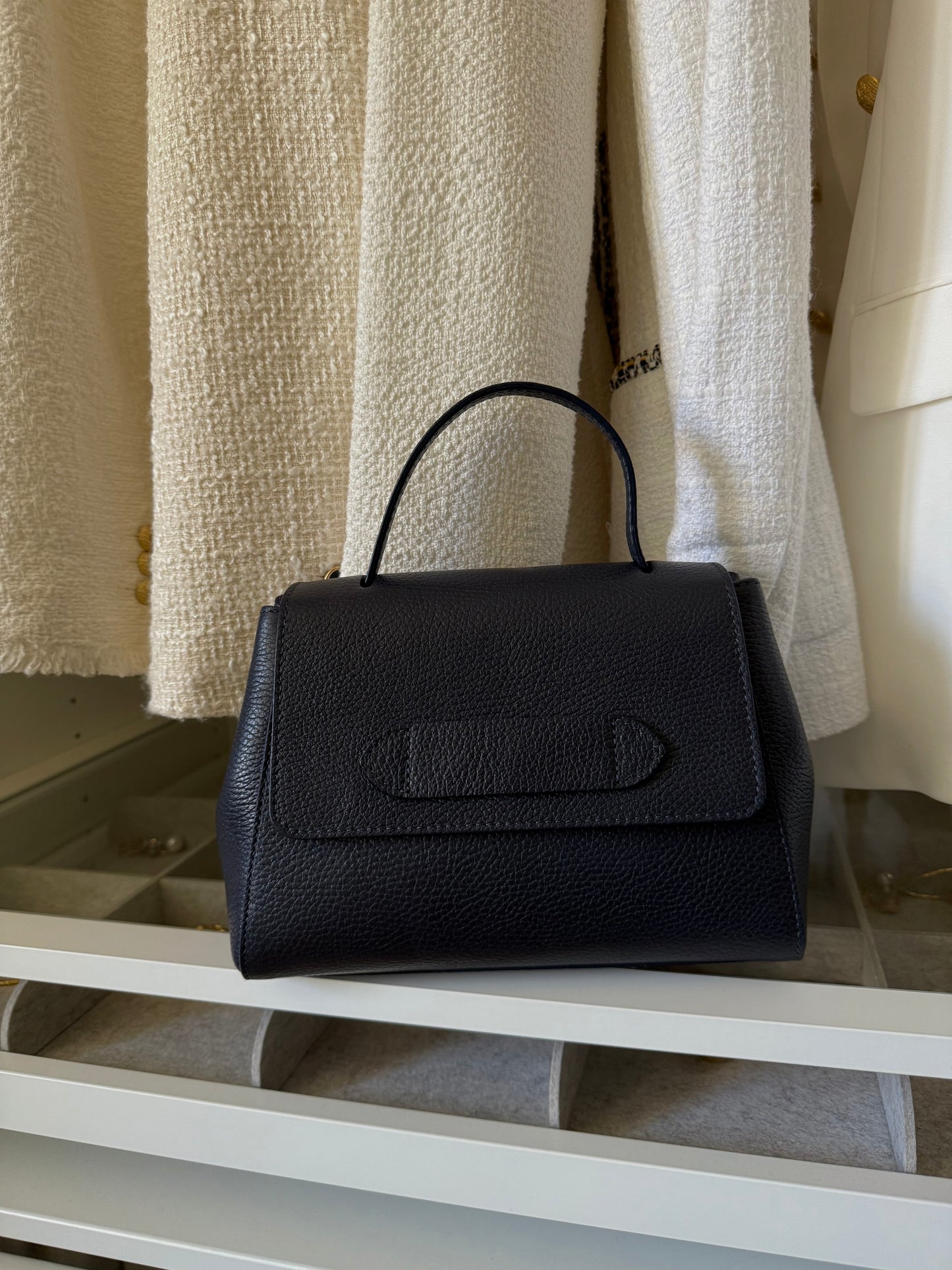 SAC A MAIN EN CUIR MOYEN ECRU