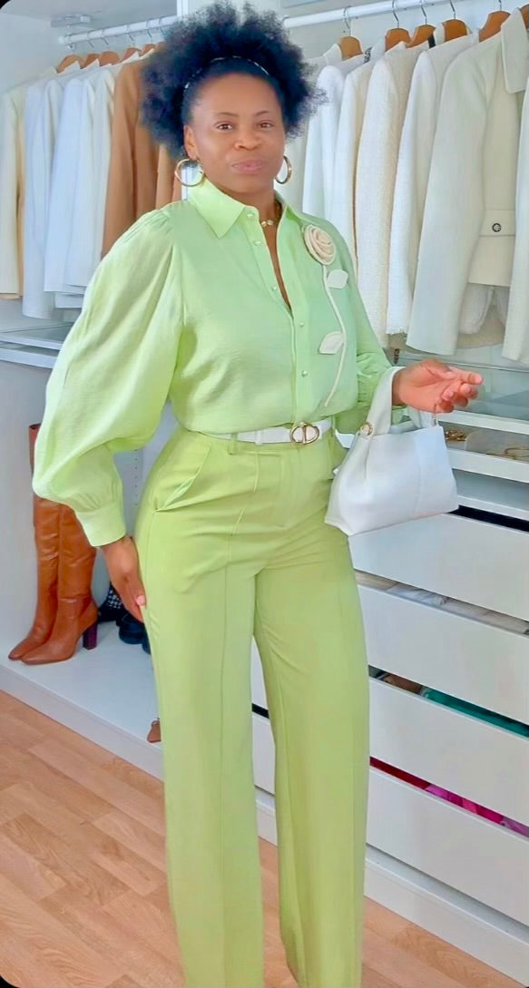PANTALON LARGE VERT