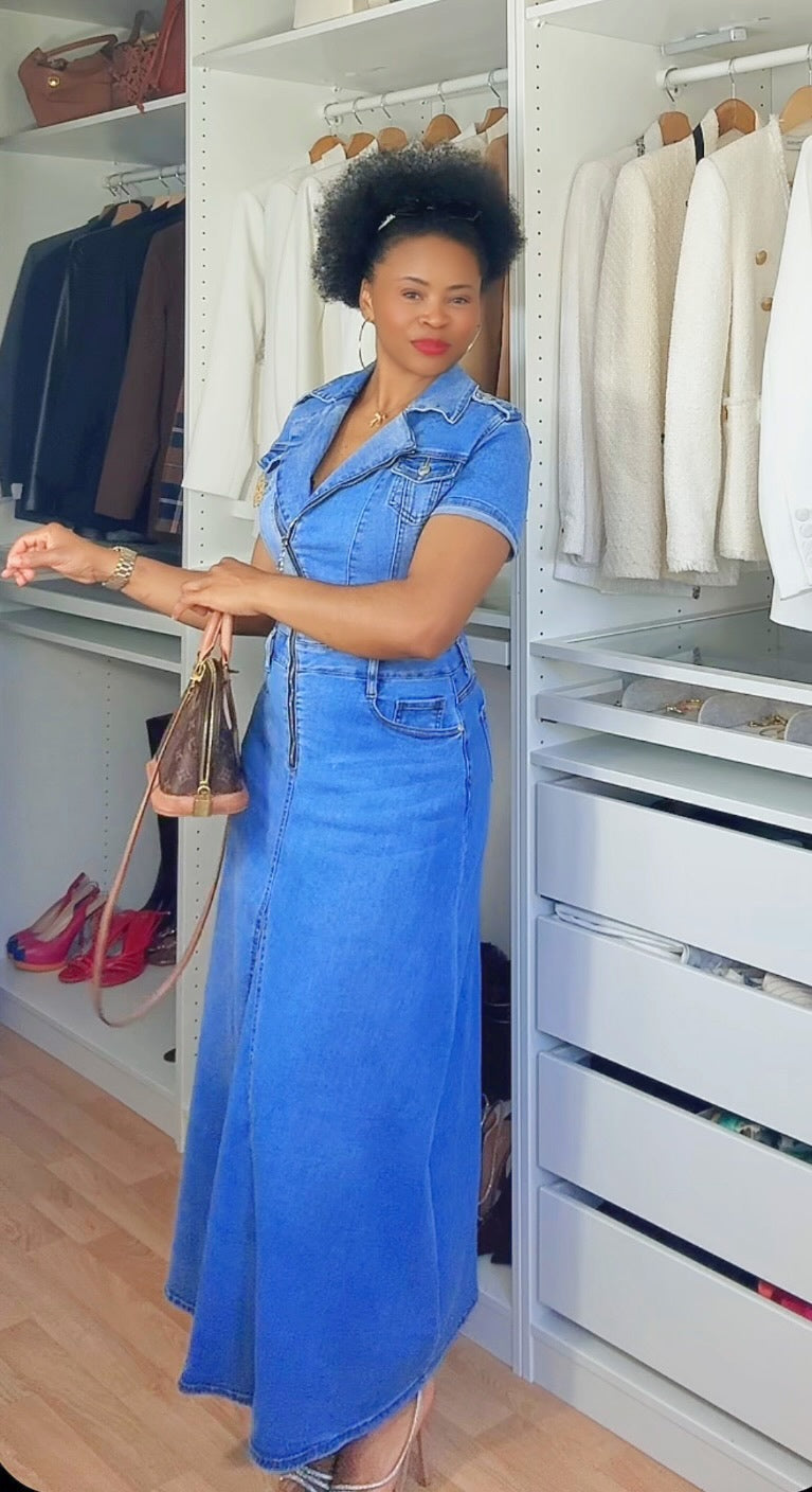 ROBE JEANS COURTES MANCHES