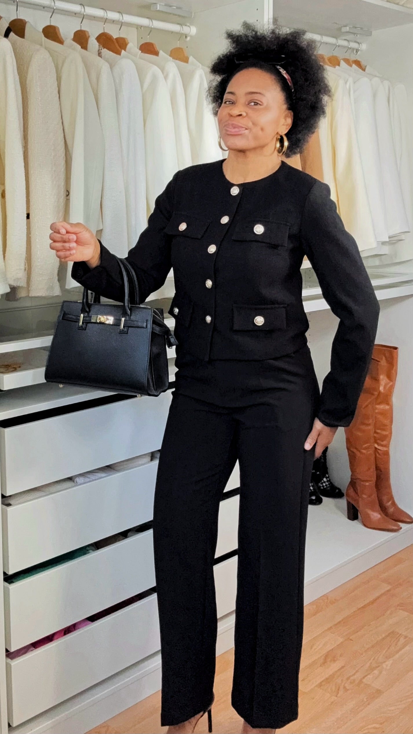 VESTE GILET BOUTONS DORES NOIR