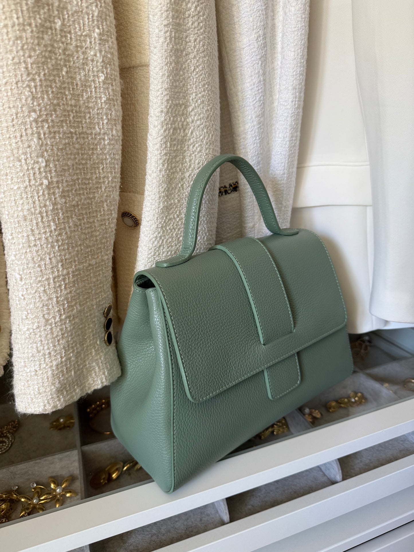 SAC A MAIN EN CUIR GRAINE