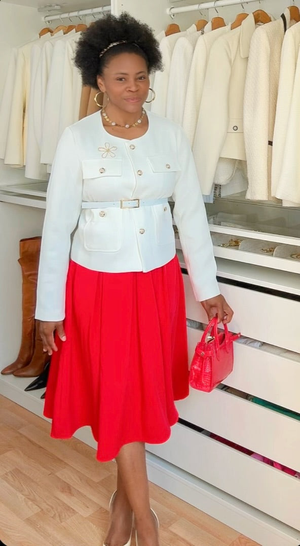 JUPE MI-LONGUE À PLIS PLAT