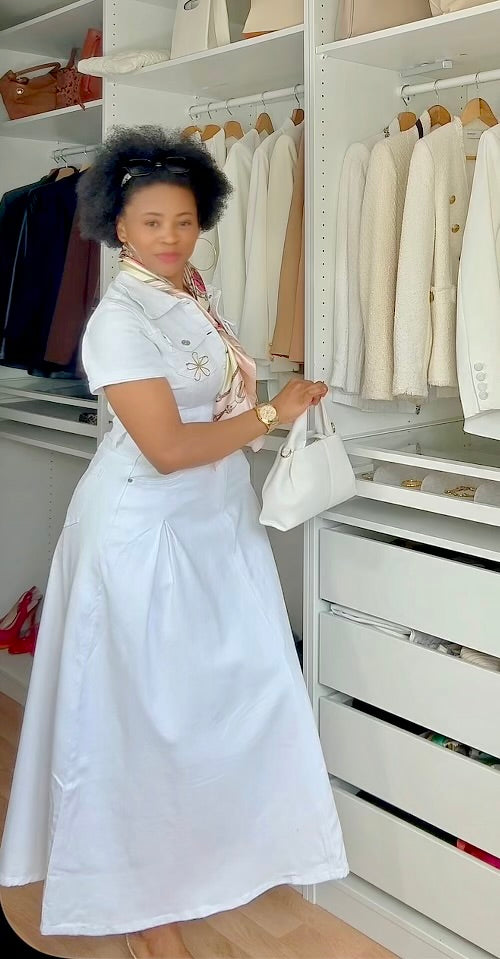 ROBE JEANS COURTES MANCHES BLANCHE