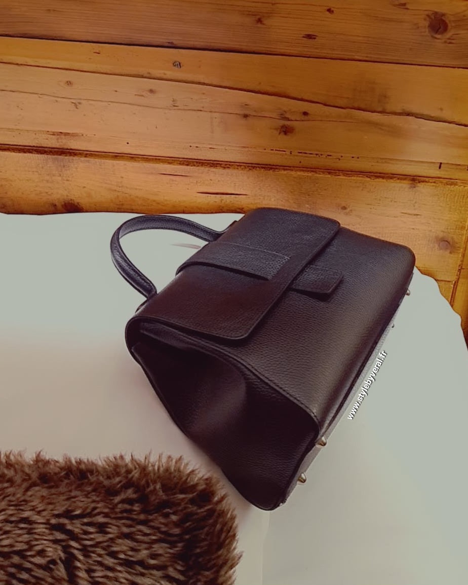 SAC A MAIN EN CUIR GRAINE