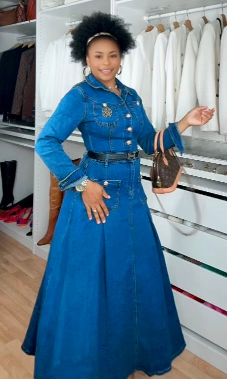 ROBE JEANS LONGUES AVEC BOUTONS
