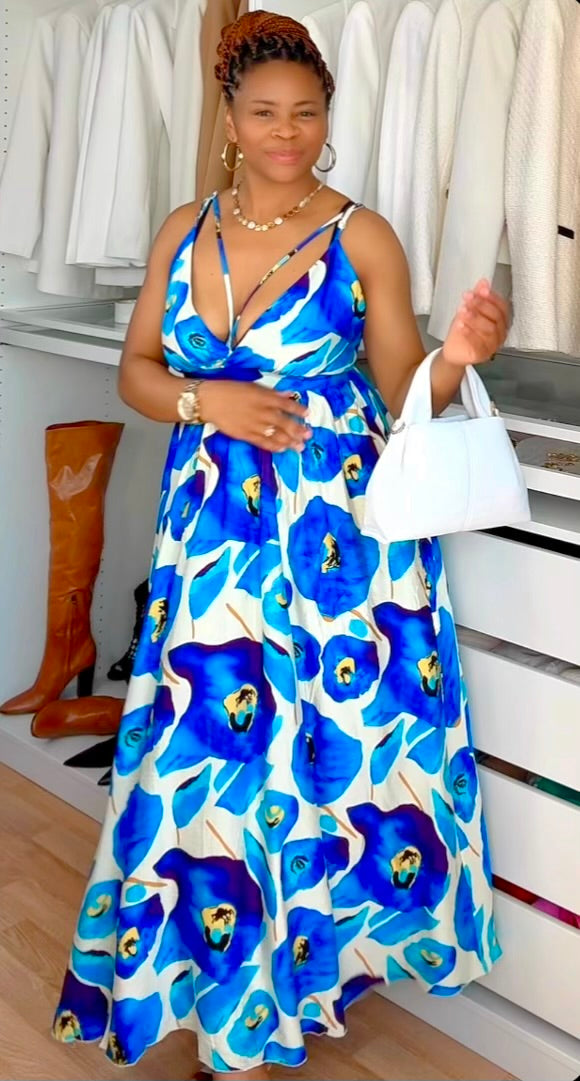 Robe longue avec perles et corde