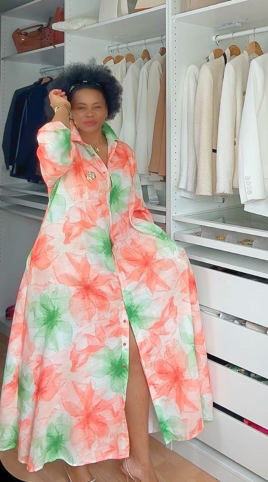 Robe tunique imprimée col V