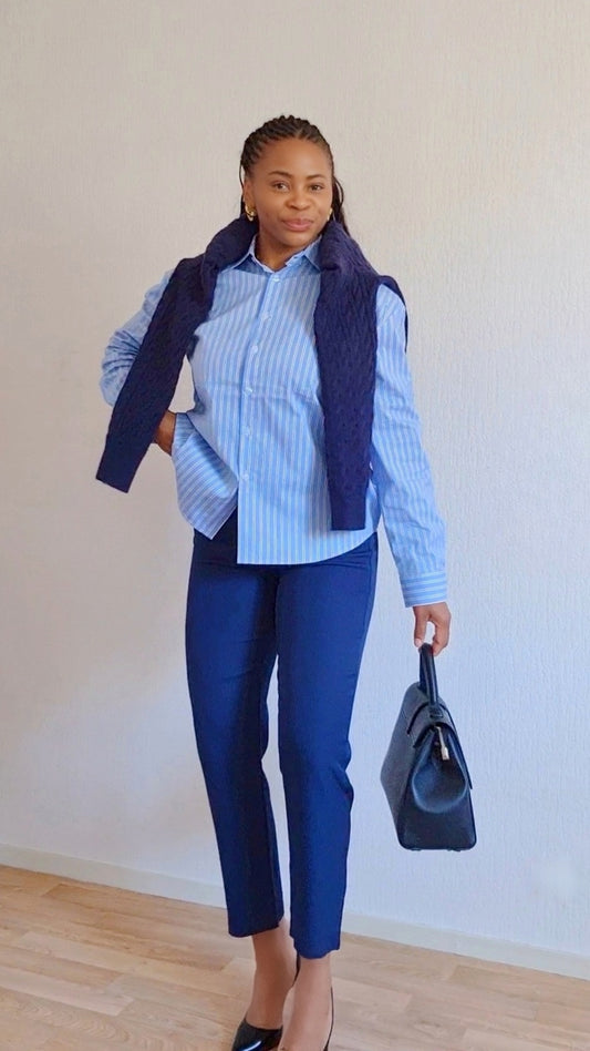 PANTALON TAILLE HAUTE SCULPTANT BLEU MARINE