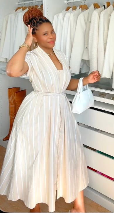 Robe à rayures beige
