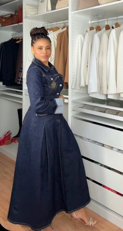 ROBE JEANS BLEU BRUT LONGUES MANCHES
