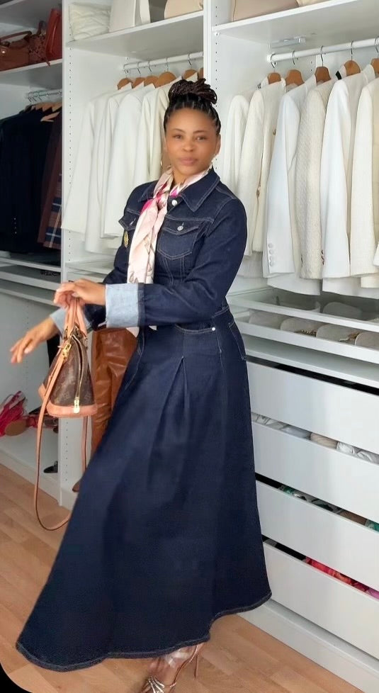 ROBE JEANS BLEU BRUT LONGUES MANCHES