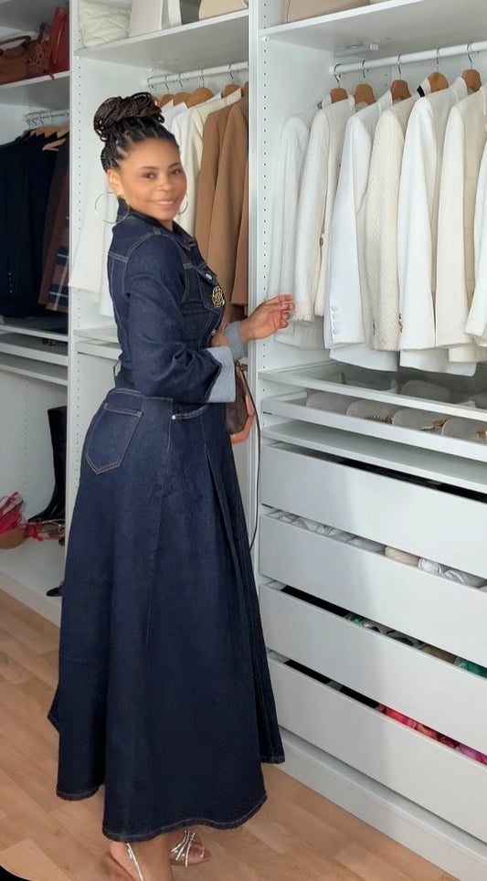 ROBE JEANS BLEU BRUT LONGUES MANCHES