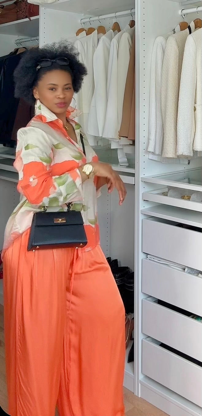 ENSEMBLE CHEMISE IMPRIMEE ORANGE