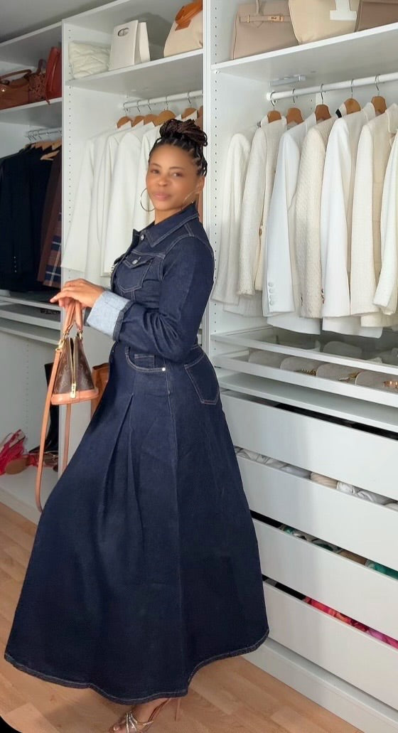 ROBE JEANS BLEU BRUT LONGUES MANCHES