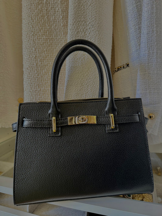 SAC A MAIN EN CUIR BOUCLE DORE