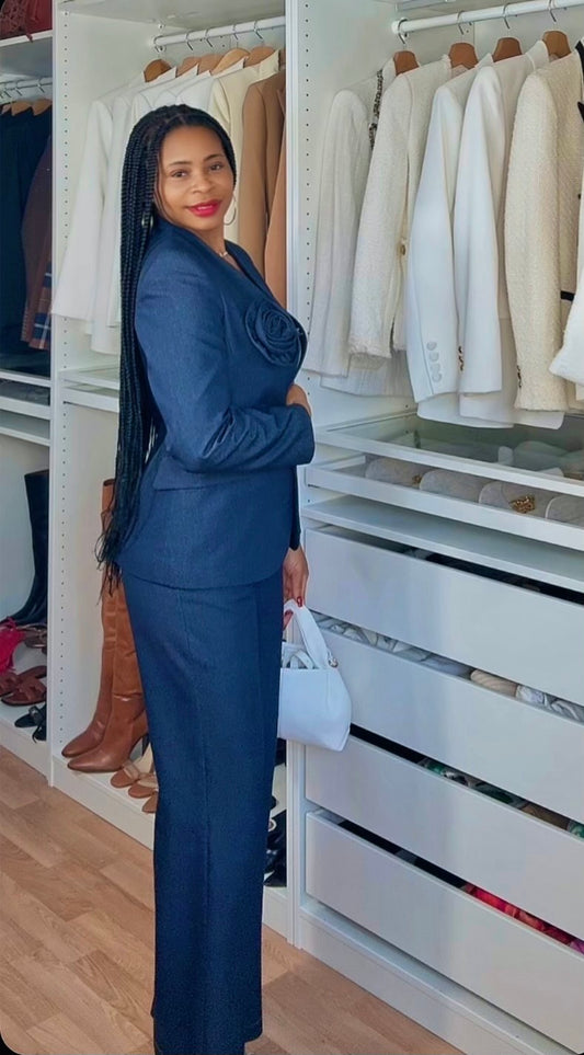 TAILLEUR JEANS BLEU BRUT Avec fleur