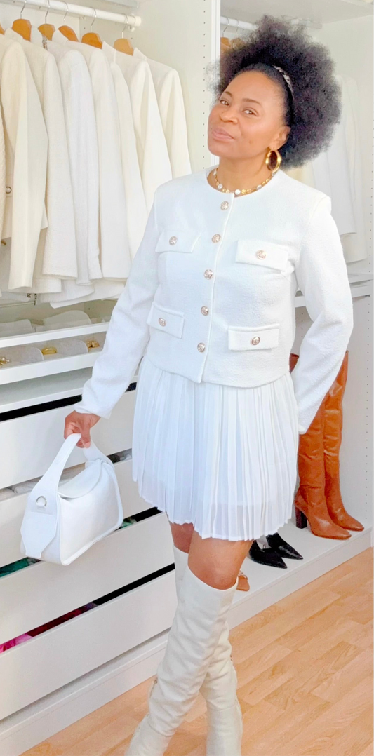VESTE GILET BOUTONS DORES BLANC
