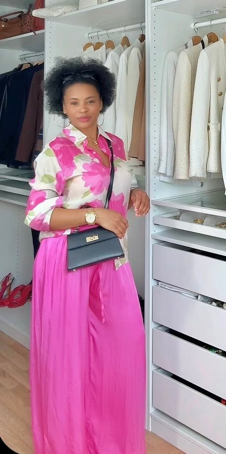ENSEMBLE CHEMISE IMPRIMEE ROSE