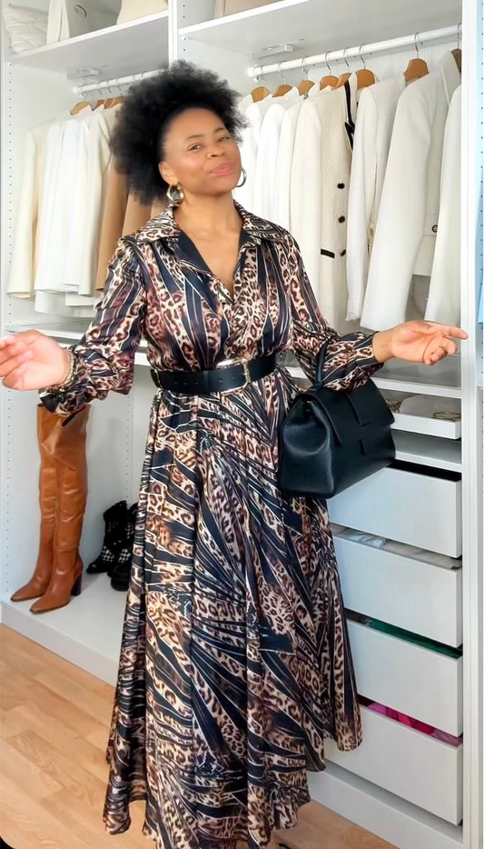 ROBE MI- LONGUE IMPRIMEE AVEC CEINTURE