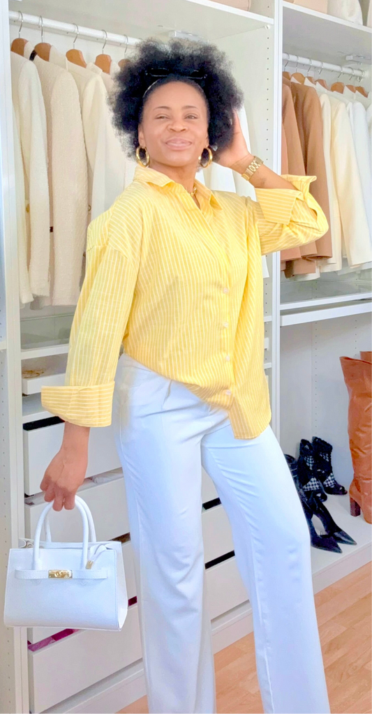Chemise à rayures jaune