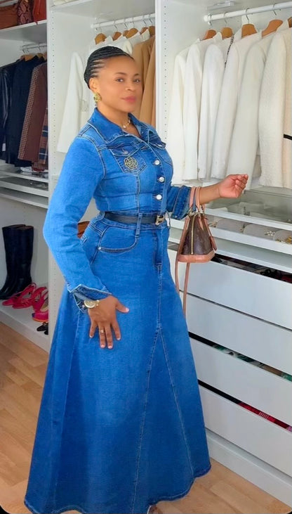 ROBE JEANS LONGUES AVEC BOUTONS ET