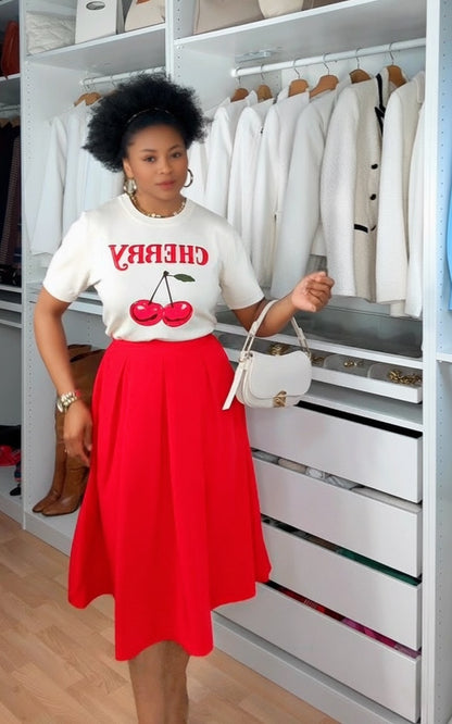 JUPE MI-LONGUE À PLIS PLAT